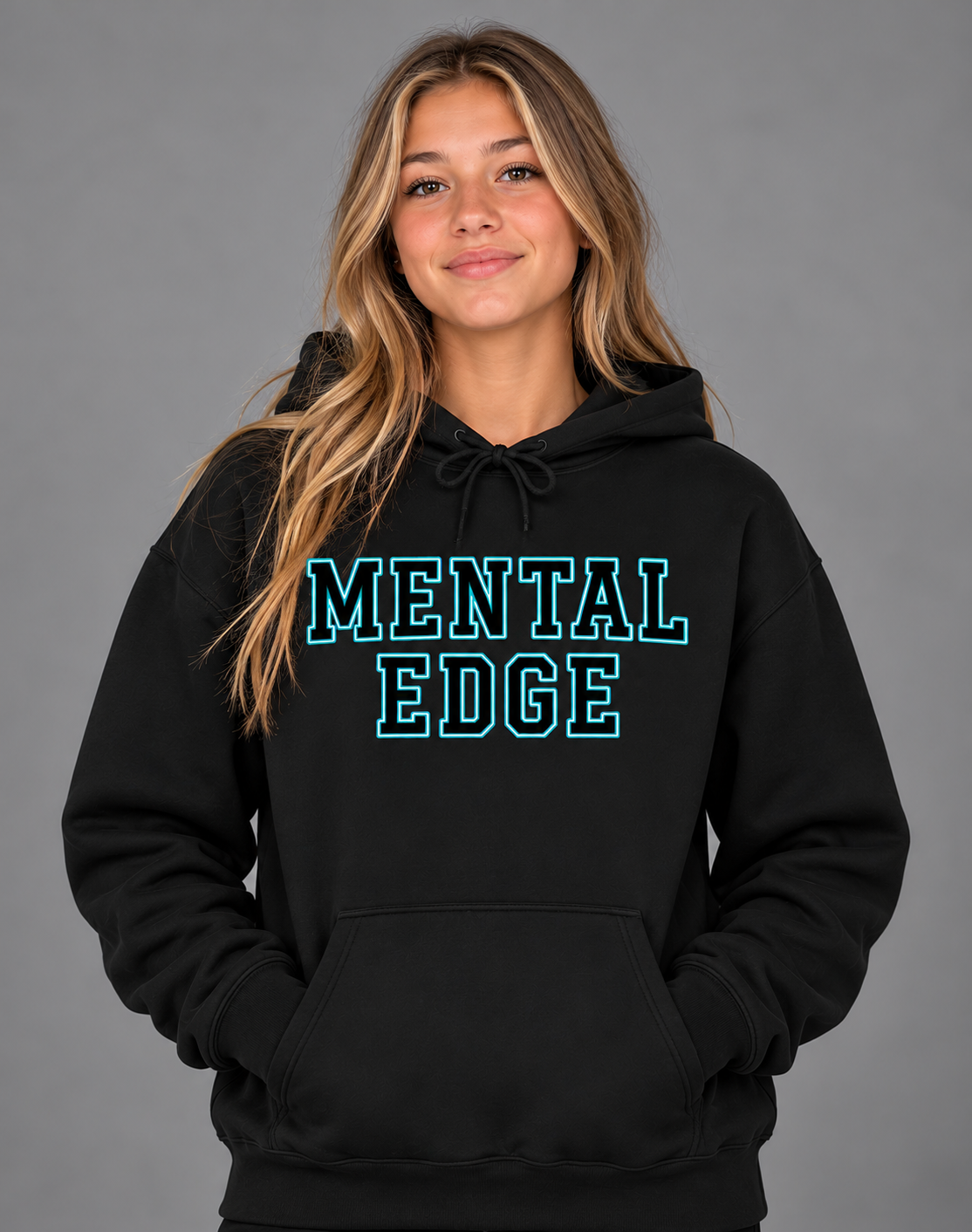 Mental Edge Teal Varsity Hoodie in black
