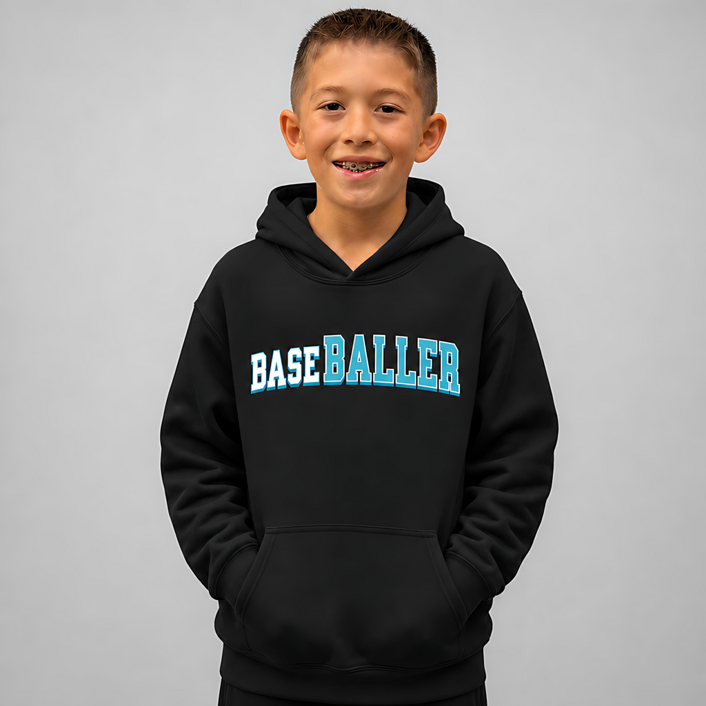 Youth BASEBALLER Teal Hoodie