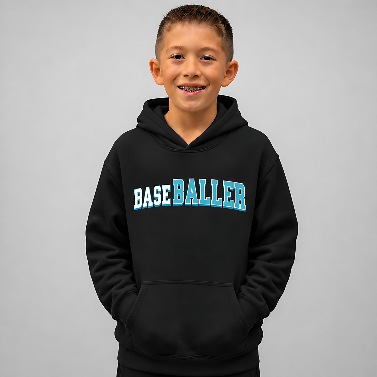 Youth BASEBALLER Teal Hoodie