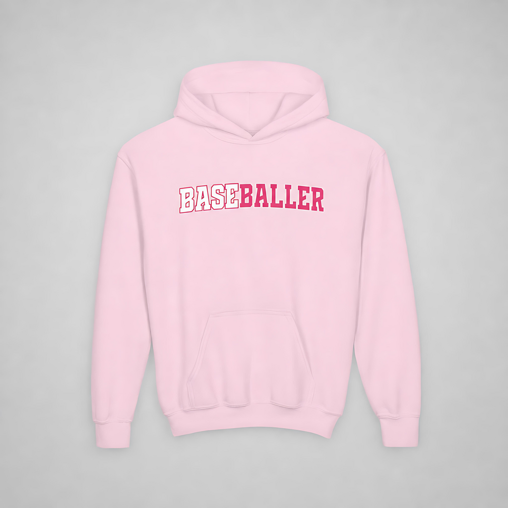 Youth BASEBALLER Hot Pink Hoodie