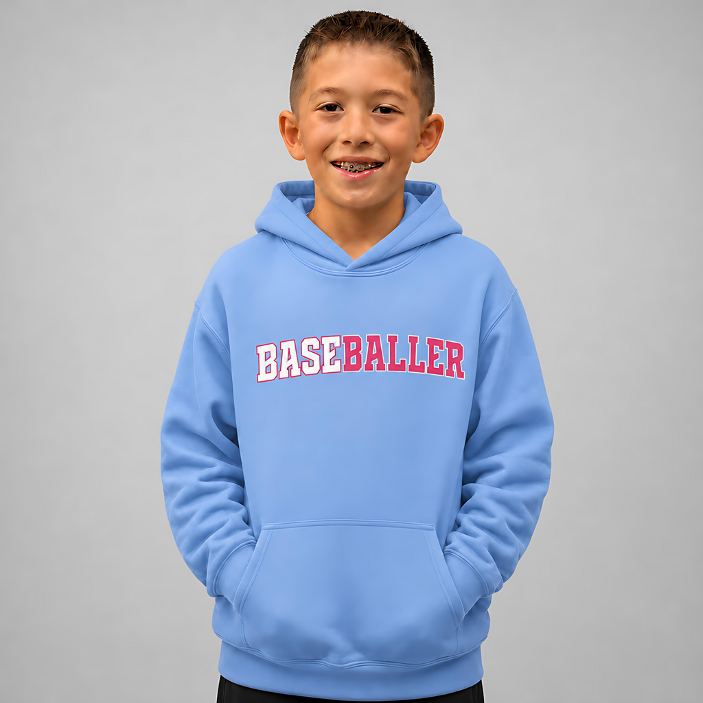 Youth BASEBALLER Hot Pink Hoodie