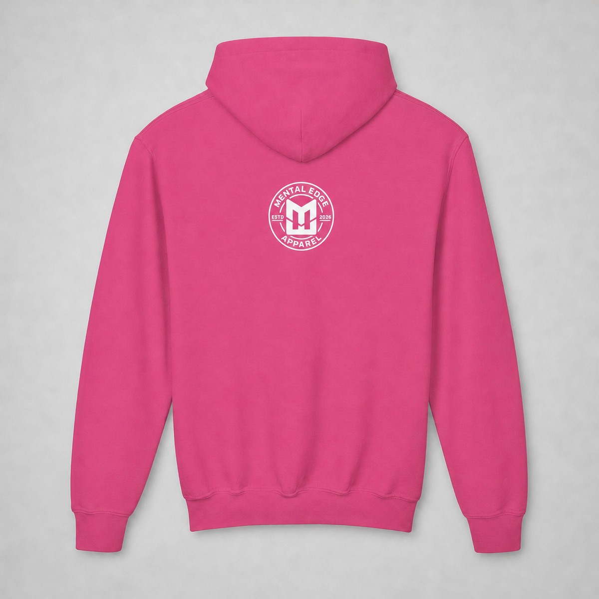 Back of the Heliconia pink Welcome to Tanksville youth hoodie with the Mental Edge logo