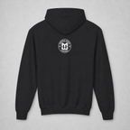 Back of the black Welcome to Tanksville youth hoodie with the Mental Edge logo