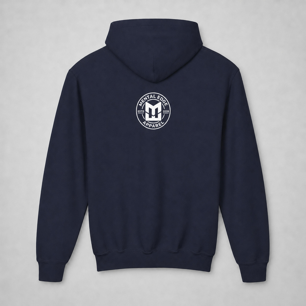 Back of the navy Welcome to Tanksville youth hoodie with the Mental Edge logo