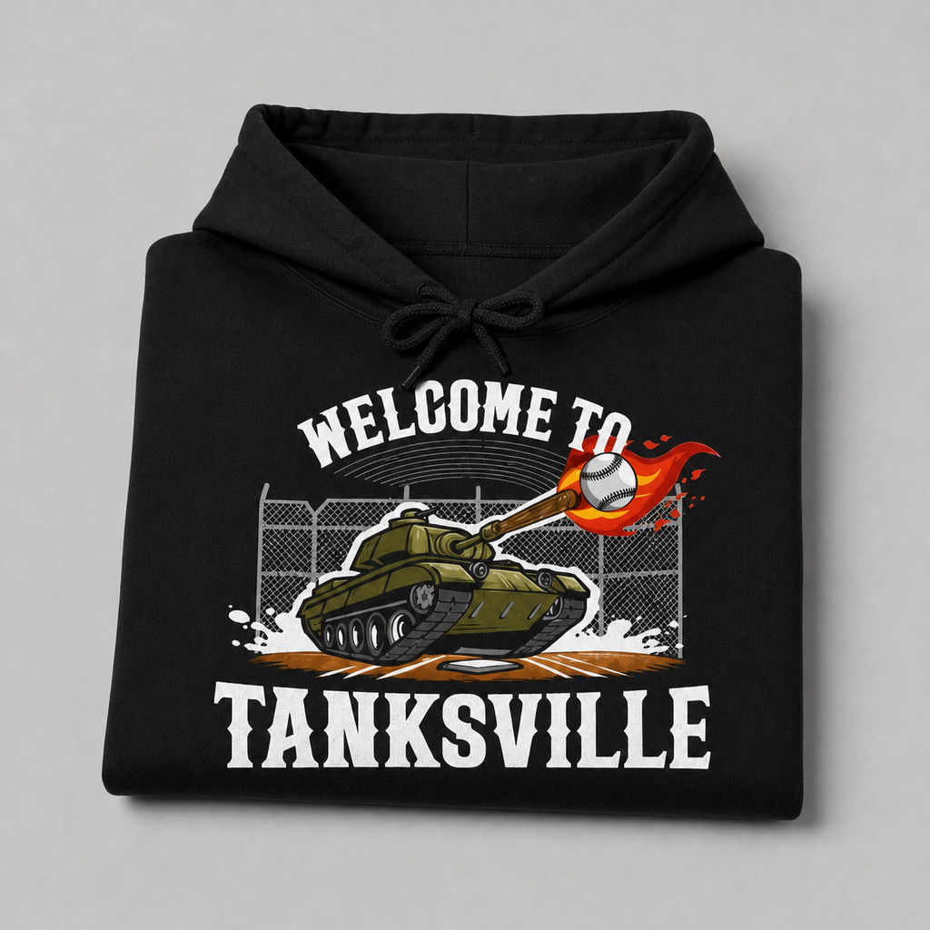 Black Welcome to Tanksville youth hoodie front print