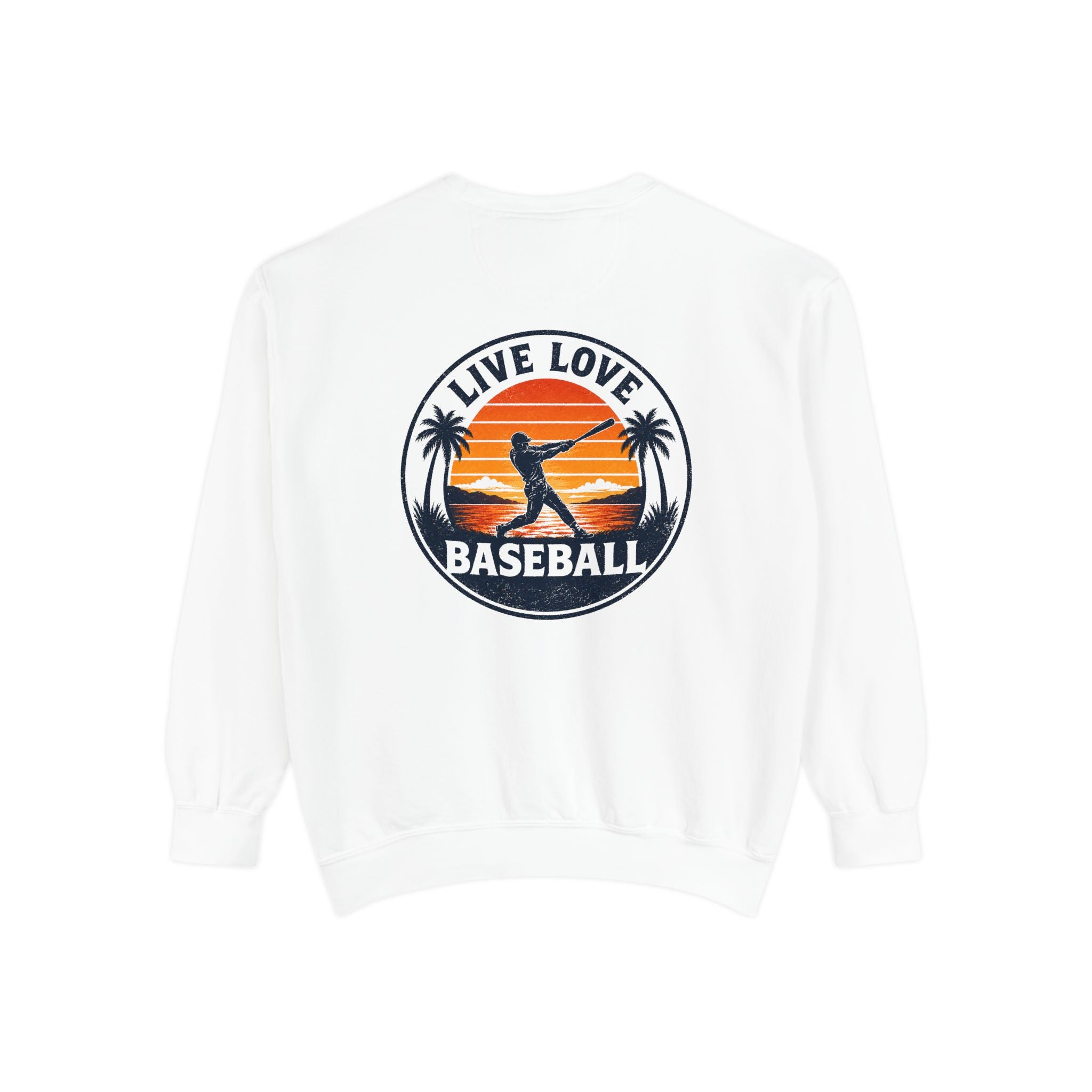 Baseball Sweatshirt — "Live Love Baseball" Vintage Sunset Crewneck Unisex