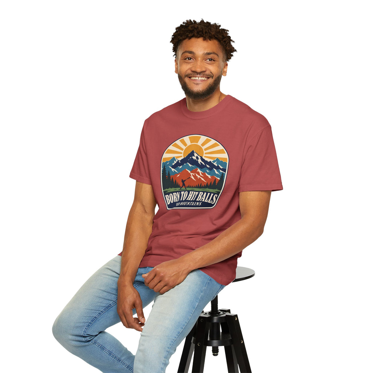 Born to Hit Balls Over Mountains T-Shirt — Unisex Vintage Mountain Comfort Colors Graphic Tee