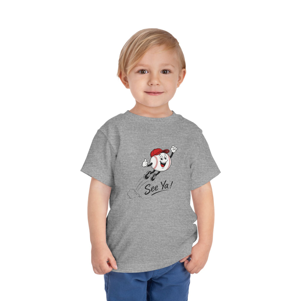 Toddler Tee — Retro Baseball Character "See Ya!" Graphic