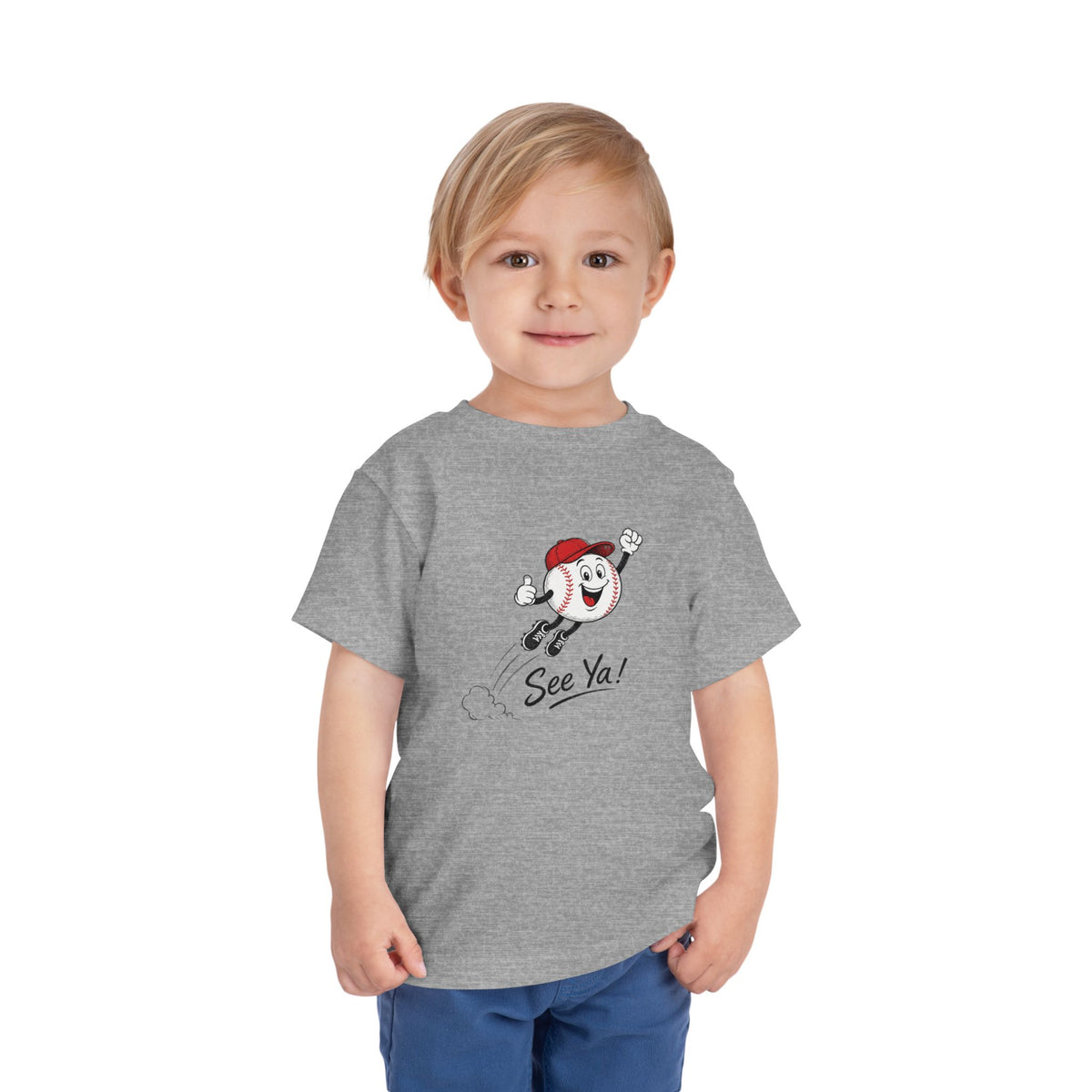Toddler Tee — Retro Baseball Character "See Ya!" Graphic