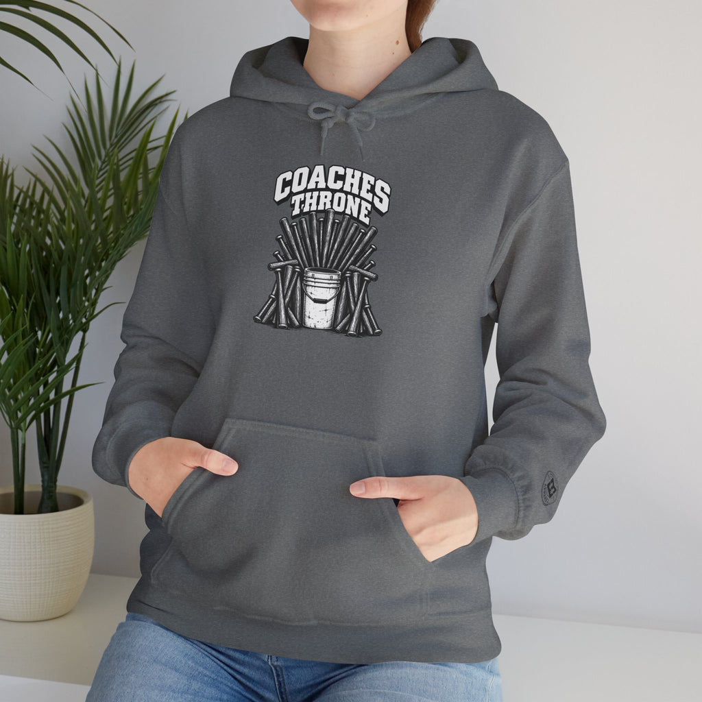 Coaches Throne Baseball Bucket Hoodie — Sports Coach Gift Pullover