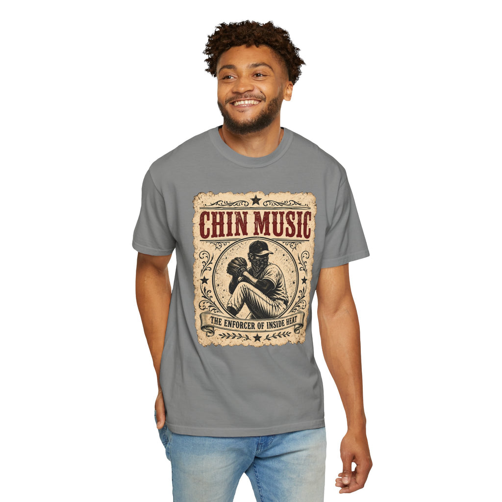 Adult Unisex "Chin Music Enforcer of Heat" Baseball Pitchers Comfort Colors Garment-Dyed T-shirt