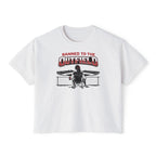 Banned to the Outfield Women's Boxy Tee – Baseball Mom/Fan Graphic Shirt