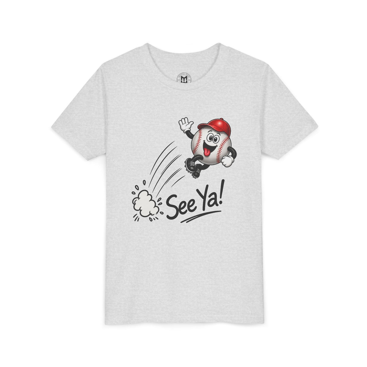 Youth Baseball Tee - 'See Ya!' Cartoon Pitching Ball Graphic