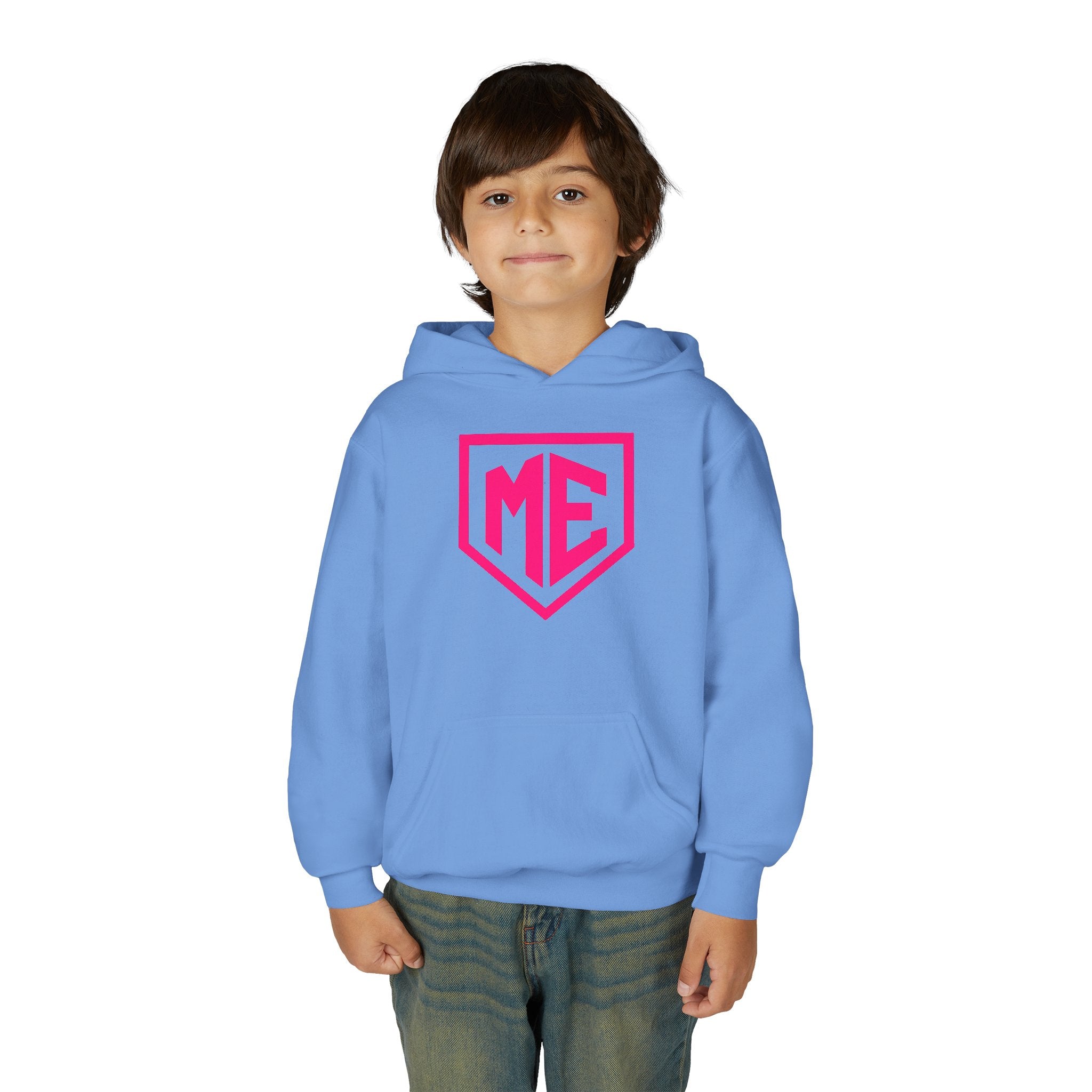 Youth Hoodie – 'ME' Pink Shield Front & "Mental Edge" Back Athletic Logo