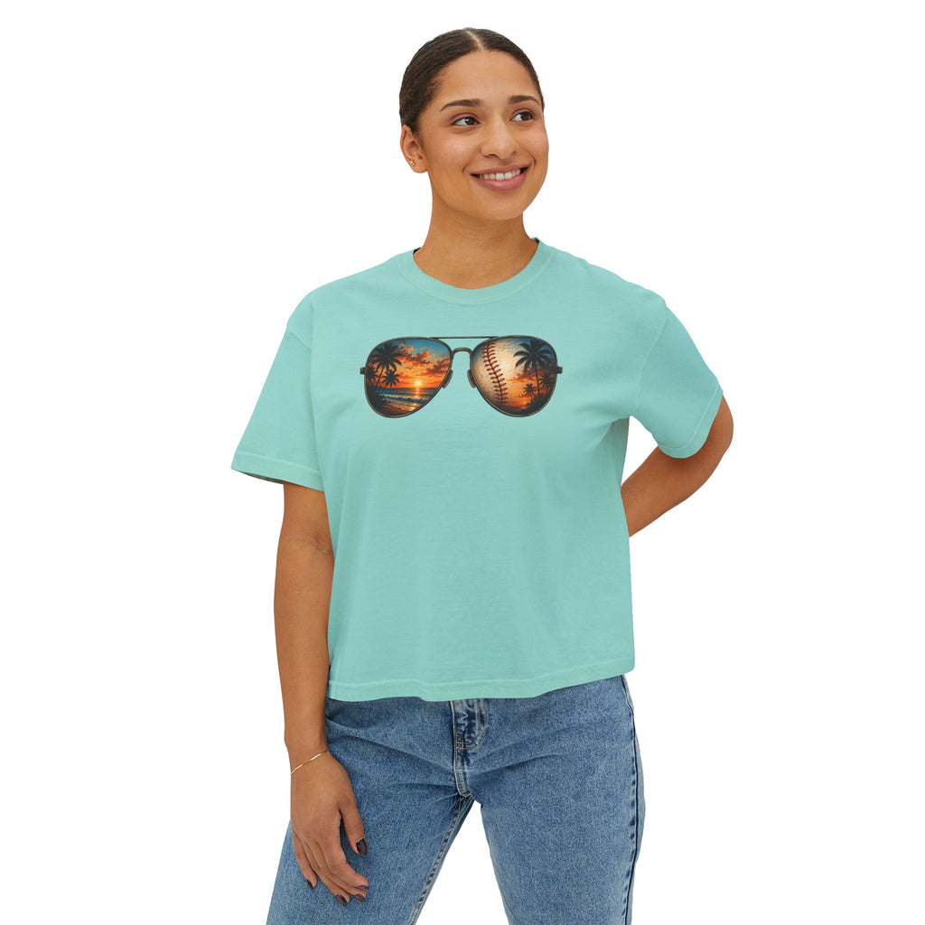 Sunglasses Sunset Baseball Women's Boxy Tee
