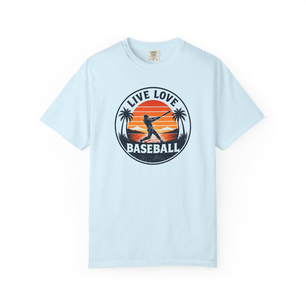 Live Love Baseball T-Shirt — Vintage Sunset Baseball Tee