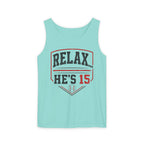 Relax He's 15 Baseball Parent Tank Top — Youth Sports Mom Gift