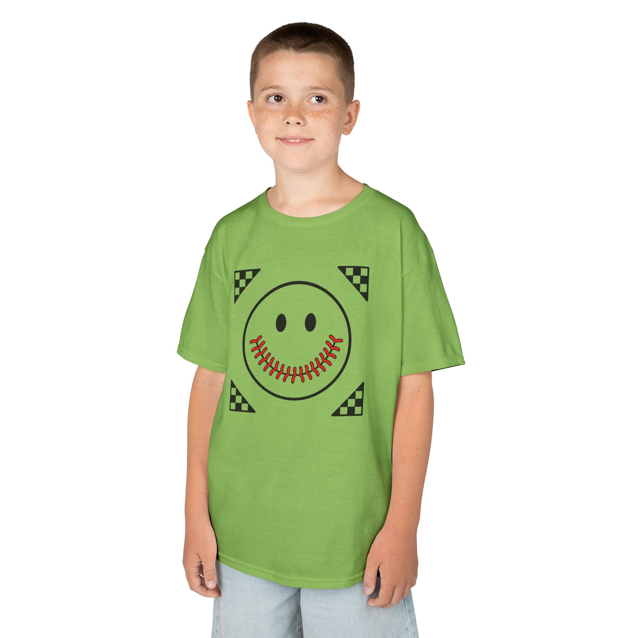 Kids T-Shirt — "Smily Baseball Seams Face" Baseball Tee