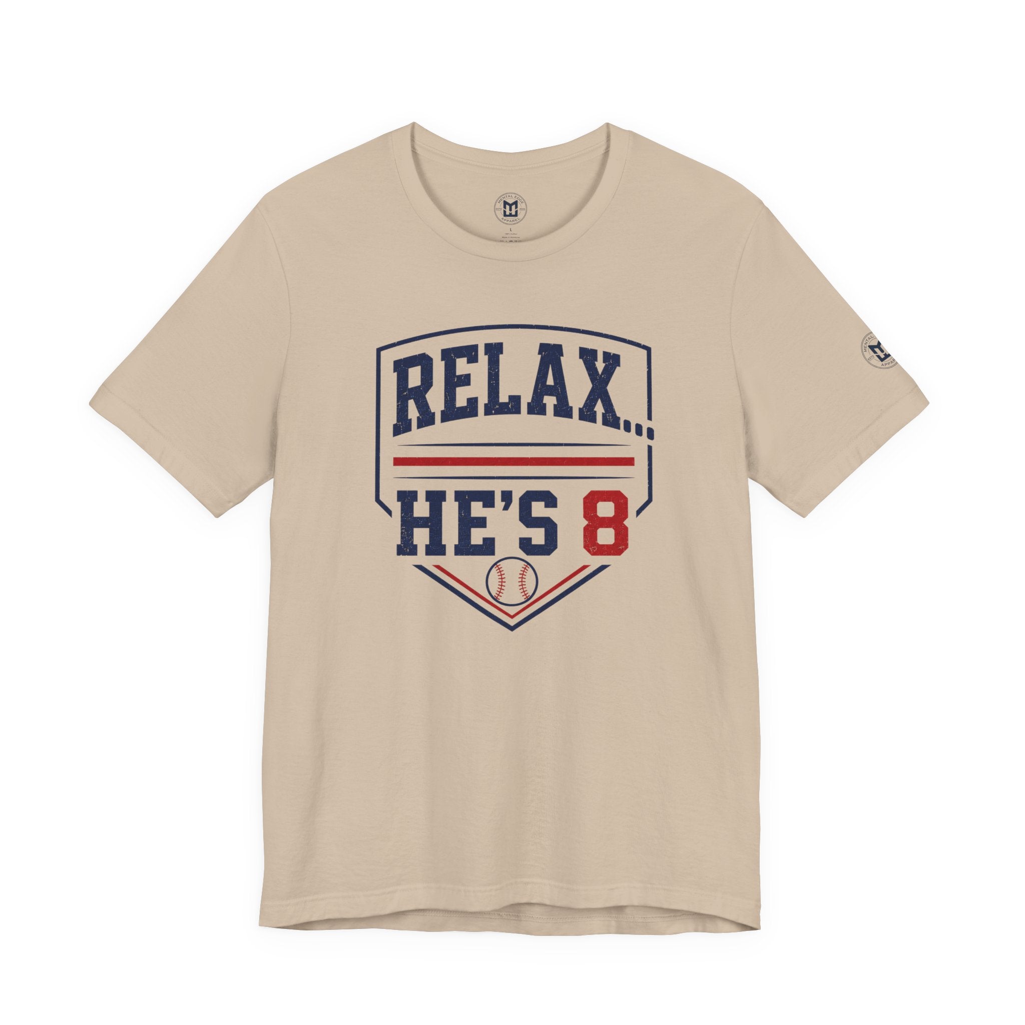 Relax...He's 8 Parents Baseball T-Shirt - Navy Red