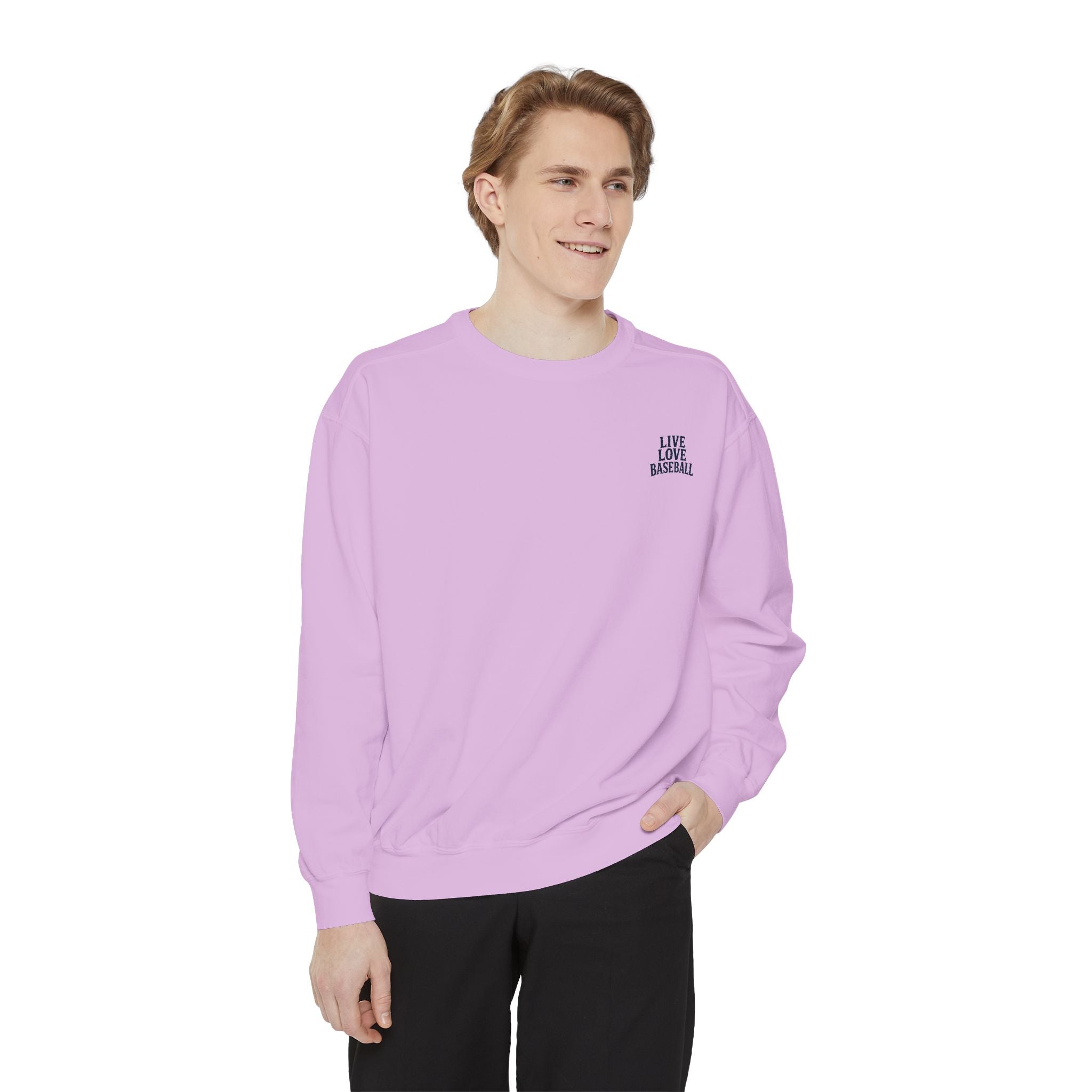 Baseball Sweatshirt — "Live Love Baseball" Vintage Sunset Crewneck Unisex