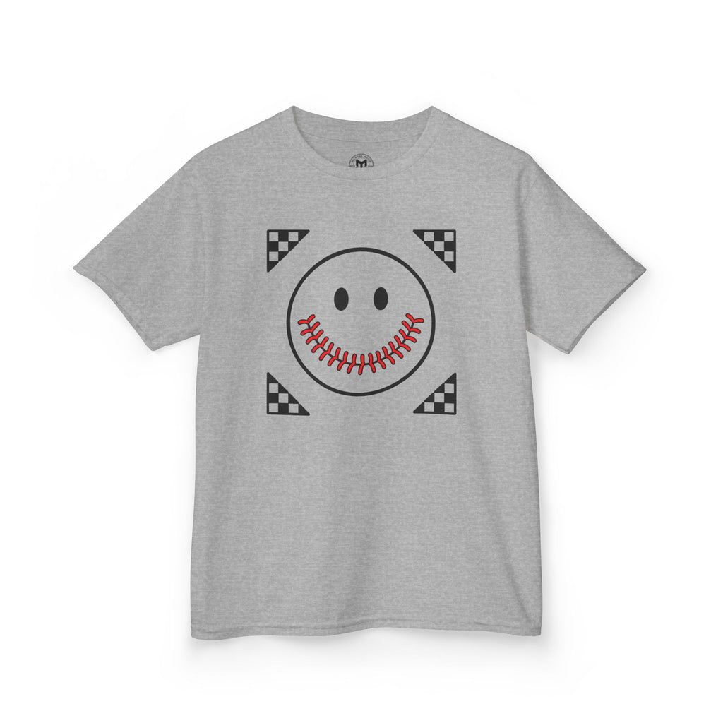 Kids T-Shirt — "Smily Baseball Seams Face" Baseball Tee