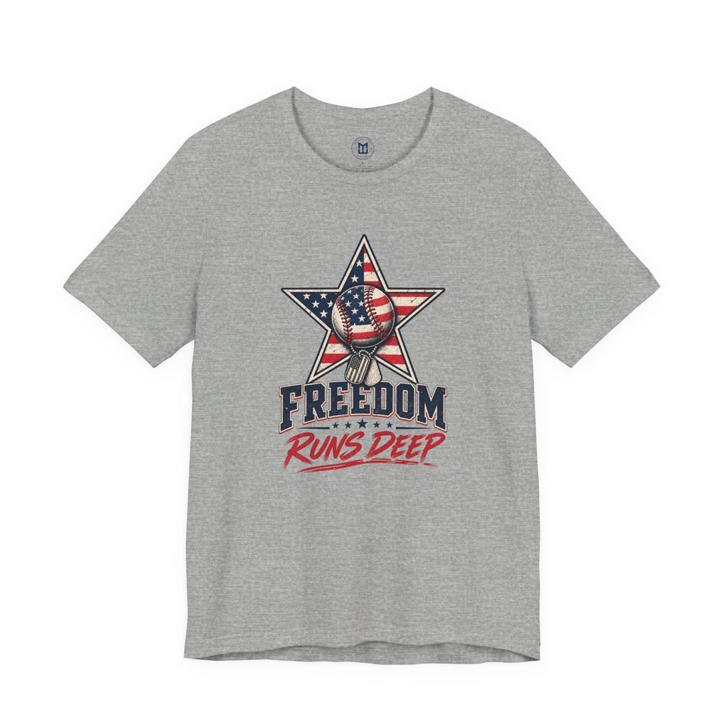 Freedom Runs Deep T-Shirt — American Flag Star Patriotic Tee