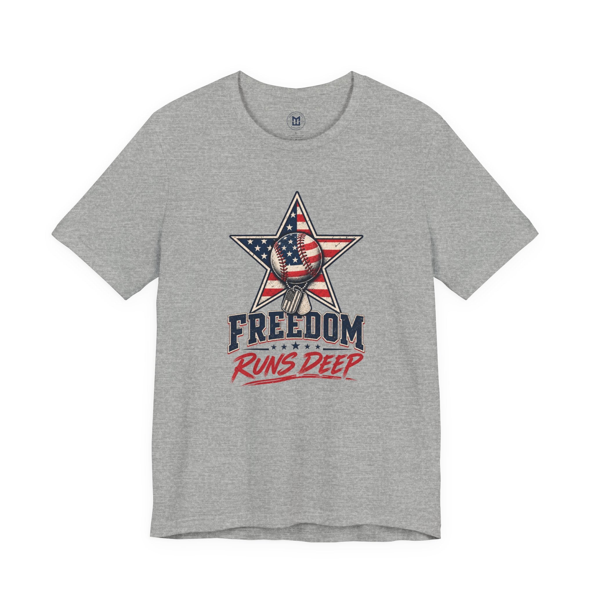 Freedom Runs Deep T-Shirt — American Flag Star Patriotic Tee