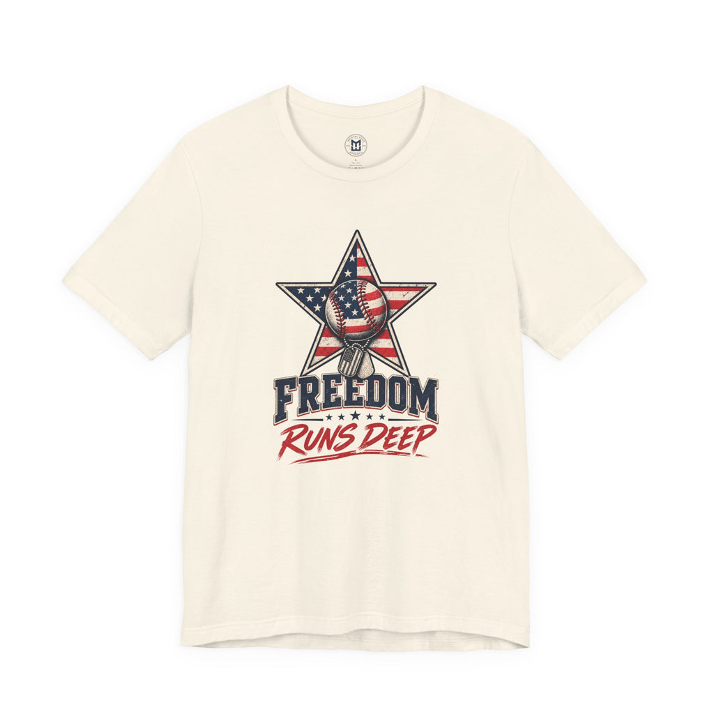 Freedom Runs Deep T-Shirt — American Flag Star Patriotic Tee