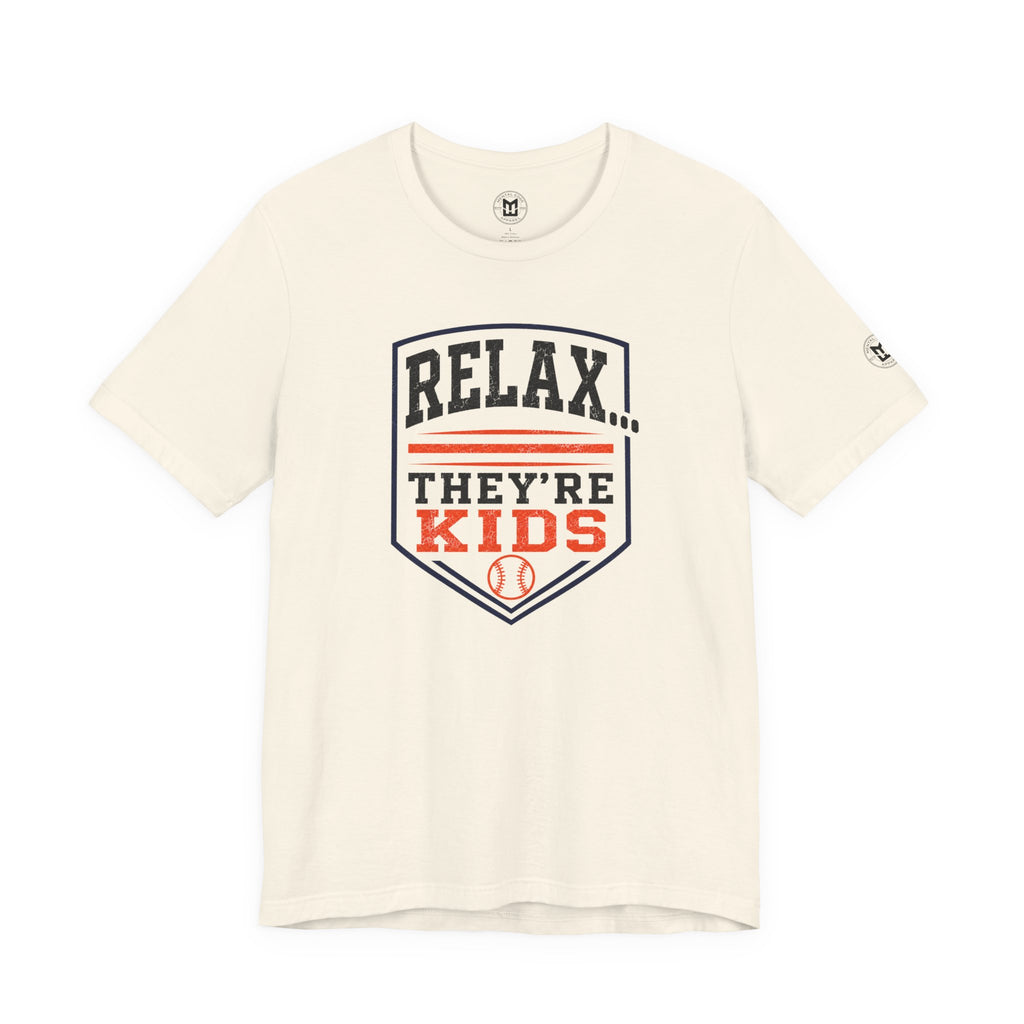 Relax They're Kids Baseball Parent T-Shirt — Black Orange