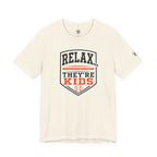 Relax They're Kids Baseball Parent T-Shirt — Black Orange