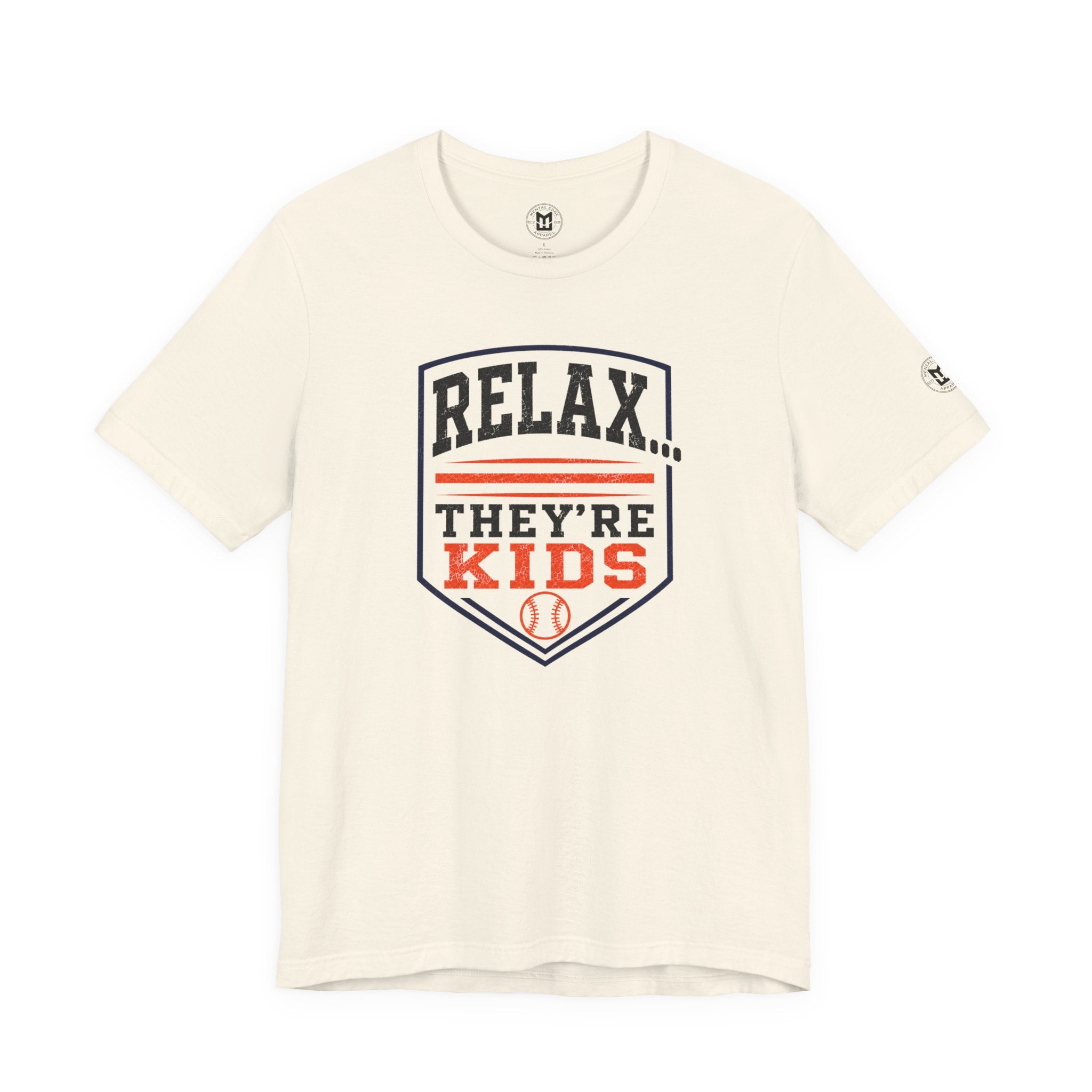 Relax They're Kids Baseball Parent T-Shirt — Black Orange