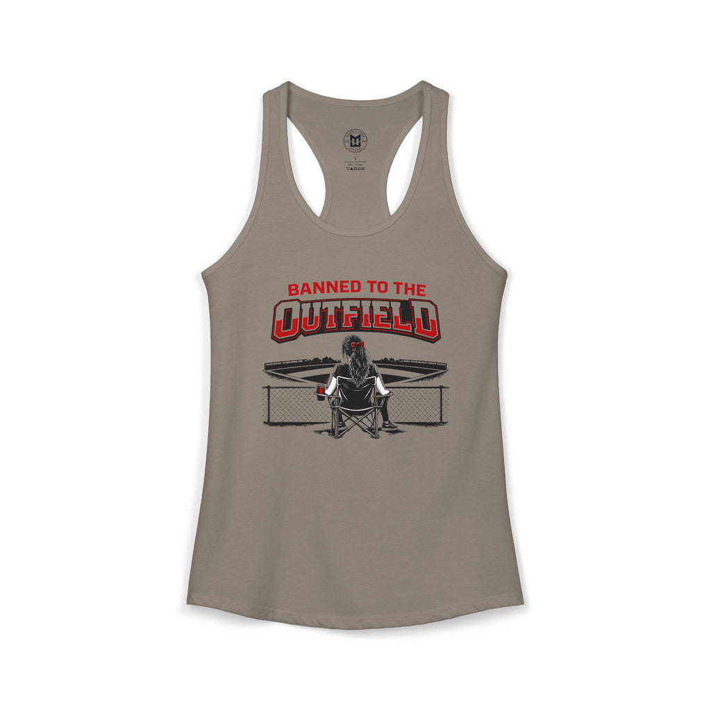 Banned to The Outfield Baseball Moms Ideal Racerback Tank