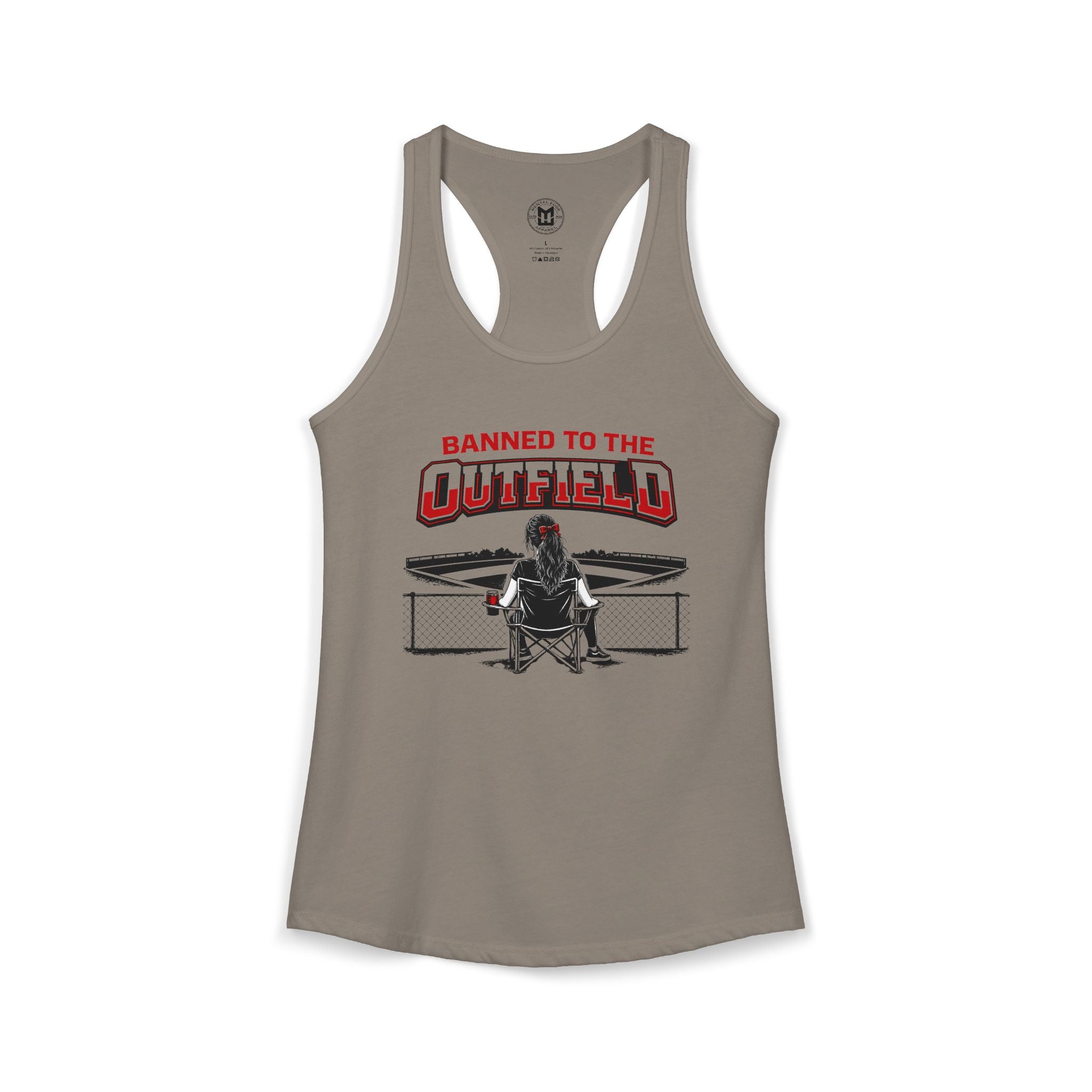 Banned to The Outfield Baseball Moms Ideal Racerback Tank