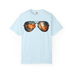 Sunglass Sunset Baseball T-Shirt — Beach & Sports Graphic Tee