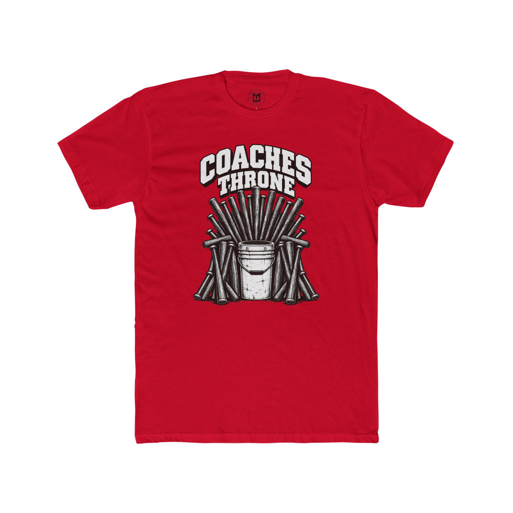 Coaches Throne Baseball Bucket T-Shirt — Funny Coach Gift Tee (Bucket & Whistle Graphic)