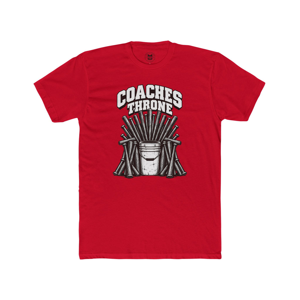 Coaches Throne Baseball Bucket T-Shirt — Funny Coach Gift Tee (Bucket & Whistle Graphic)