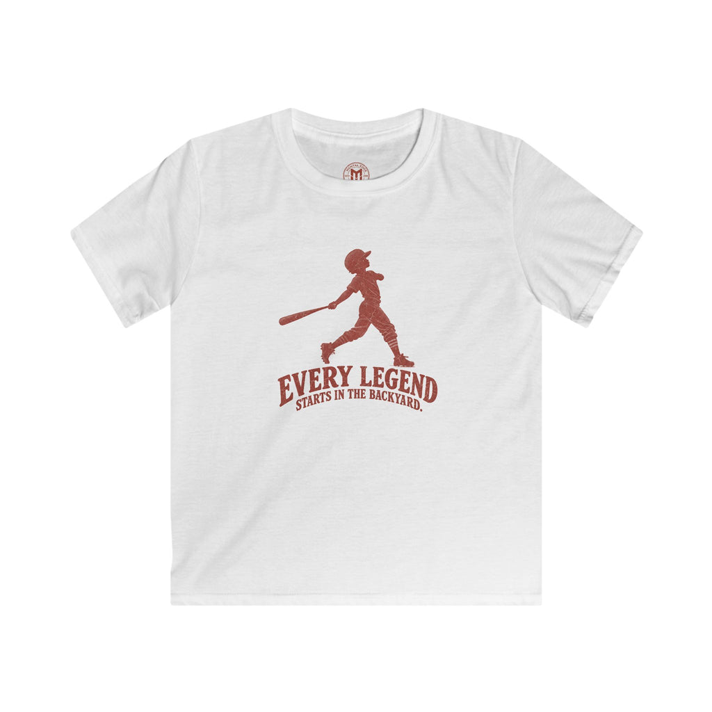 Kids Baseball Tee — "Every Legend Starts in the Backyard" Youth Baseball T‑Shirt