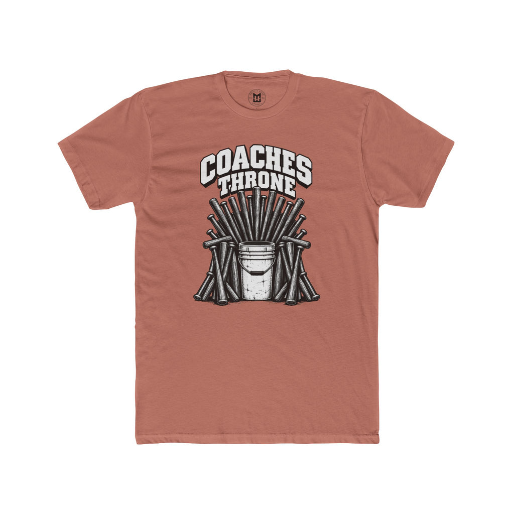 Coaches Throne Baseball Bucket T-Shirt — Funny Coach Gift Tee (Bucket & Whistle Graphic)