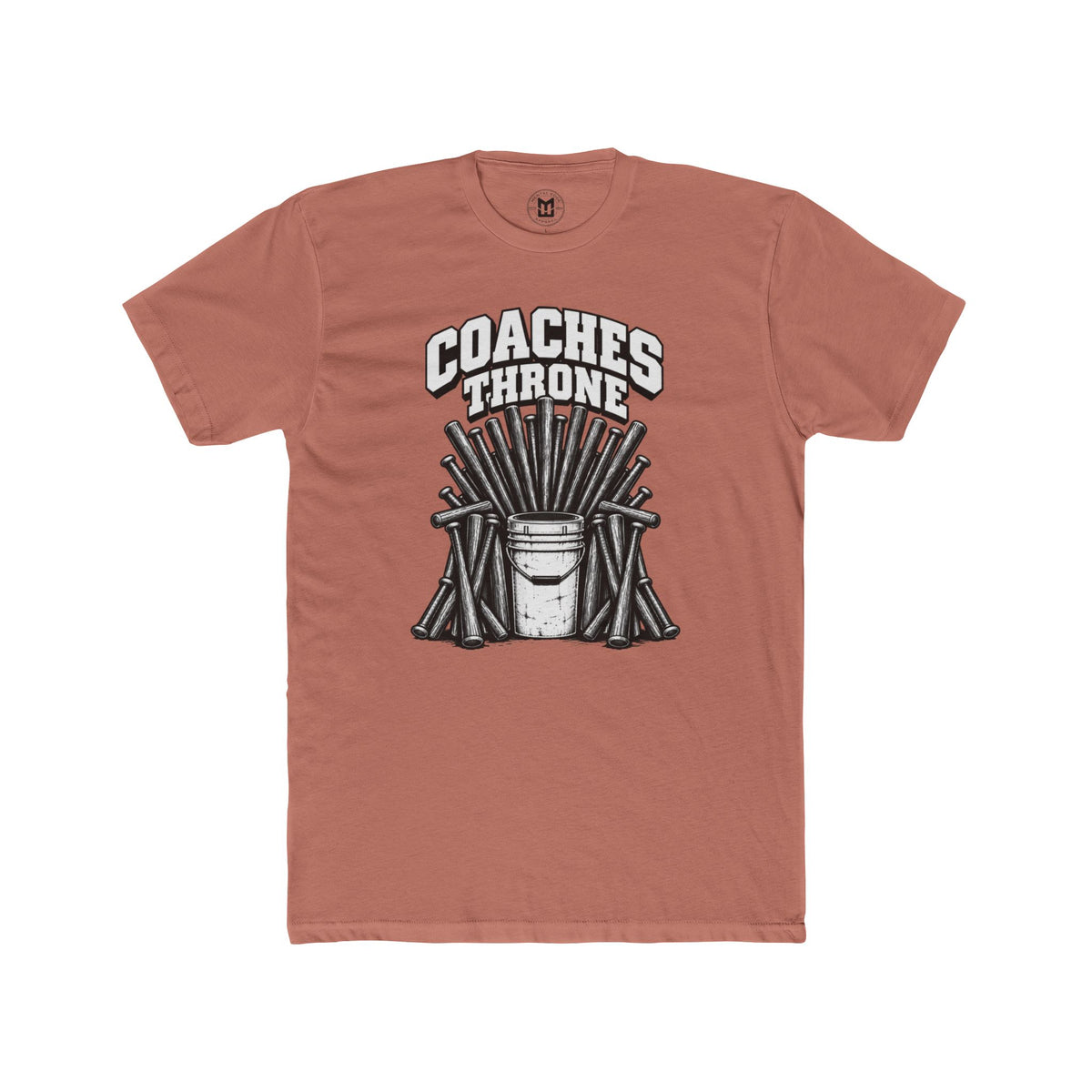 Coaches Throne Baseball Bucket T-Shirt — Funny Coach Gift Tee (Bucket & Whistle Graphic)