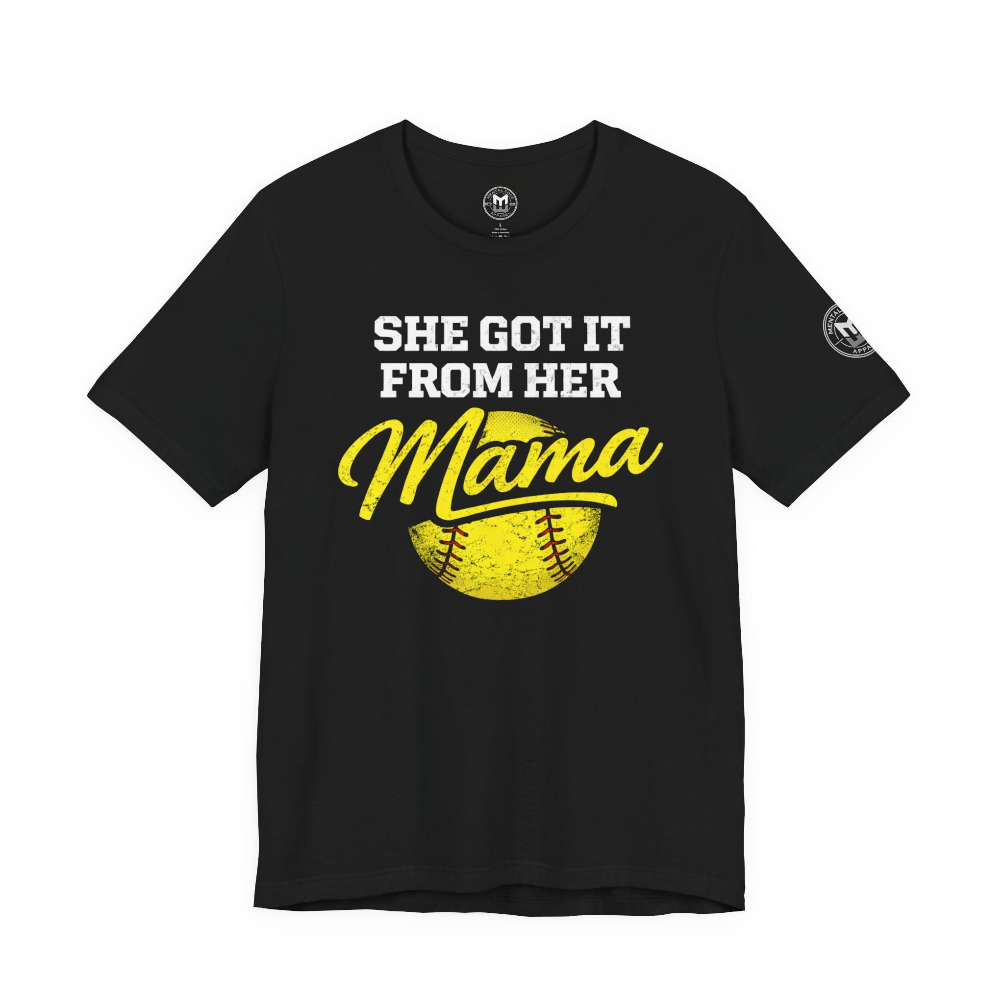 "She Got It From Her Mama" Women's Softball T‑Shirt