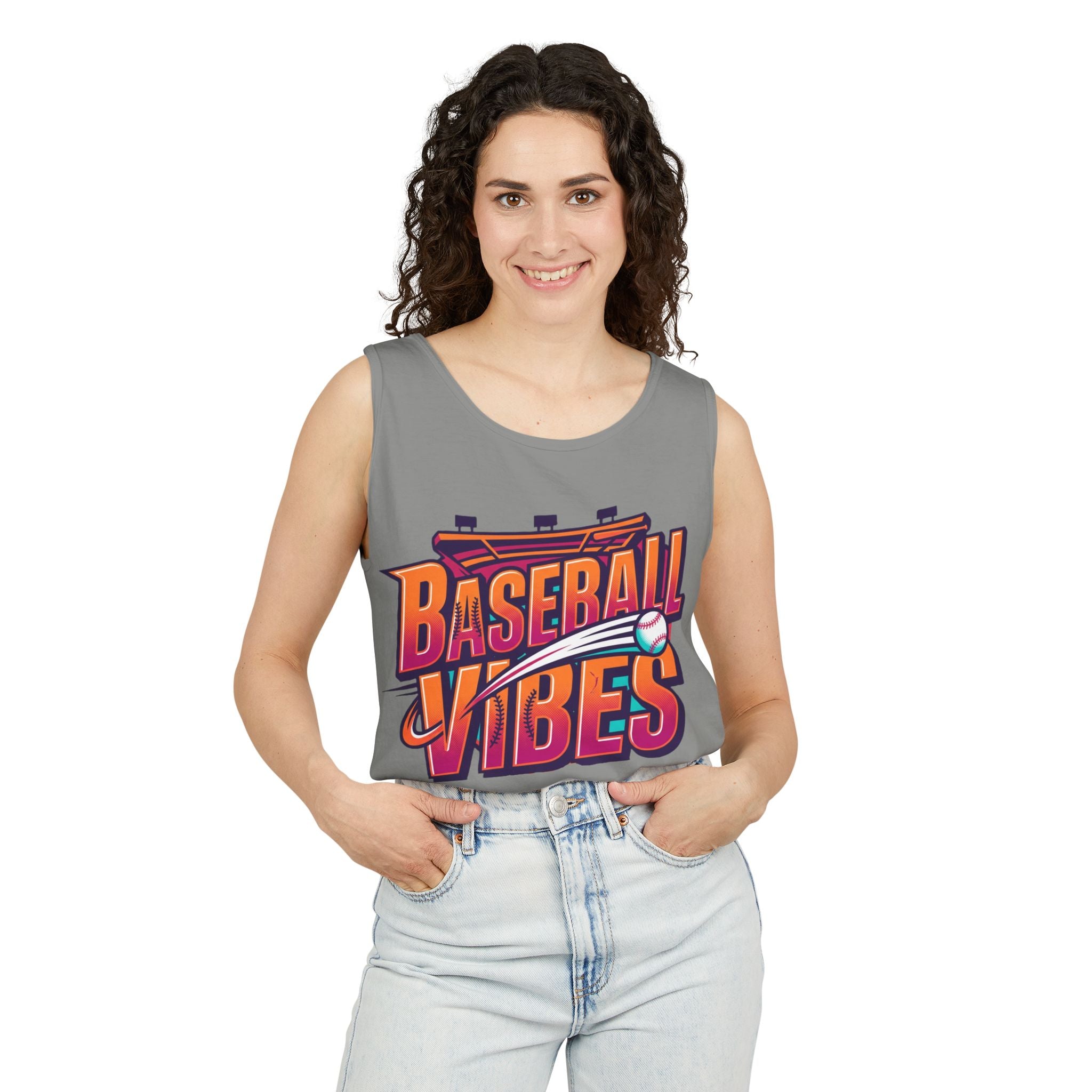 Baseball Vibes Tank Top — Retro Stadium Graphic Baseball Tee