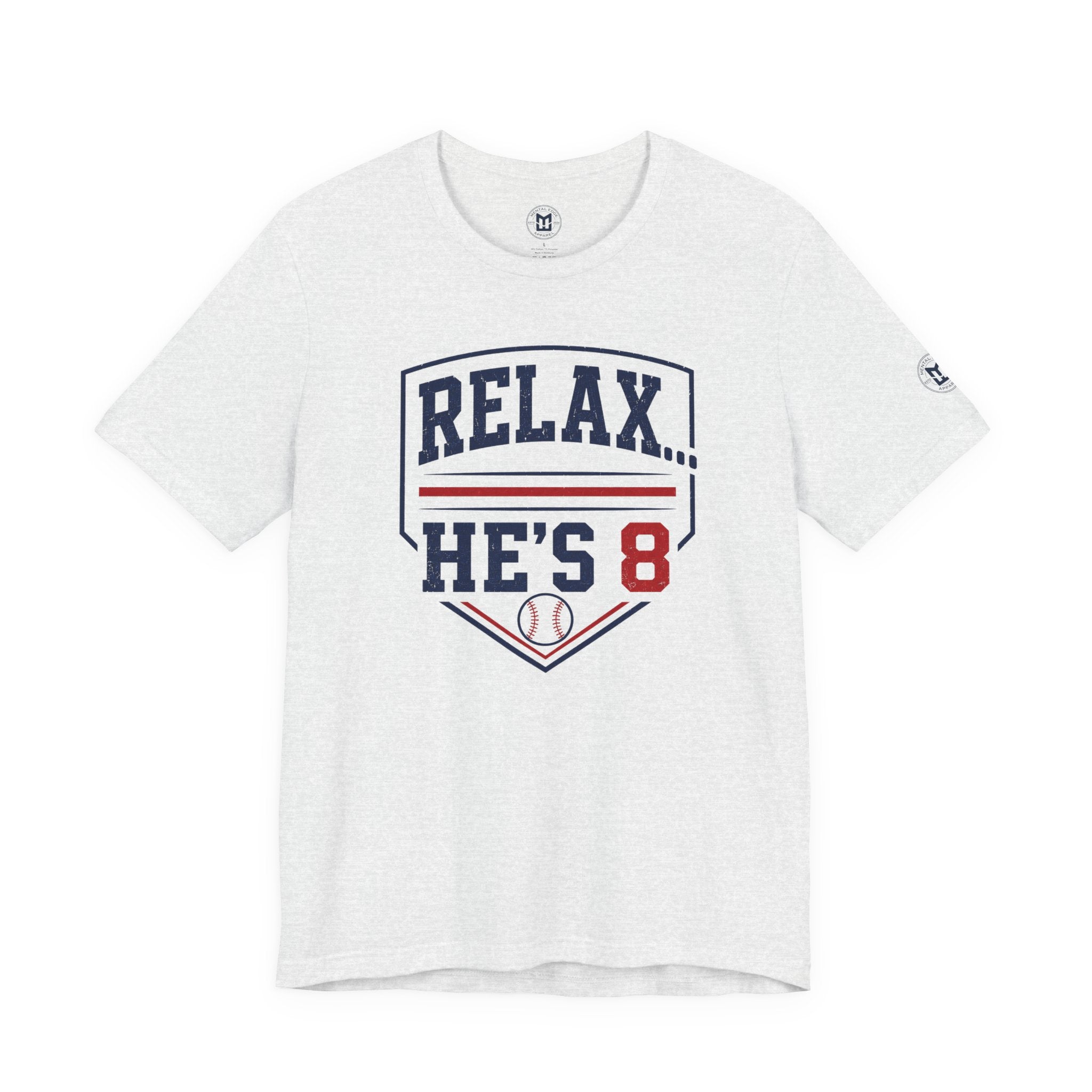 Relax...He's 8 Parents Baseball T-Shirt - Navy Red