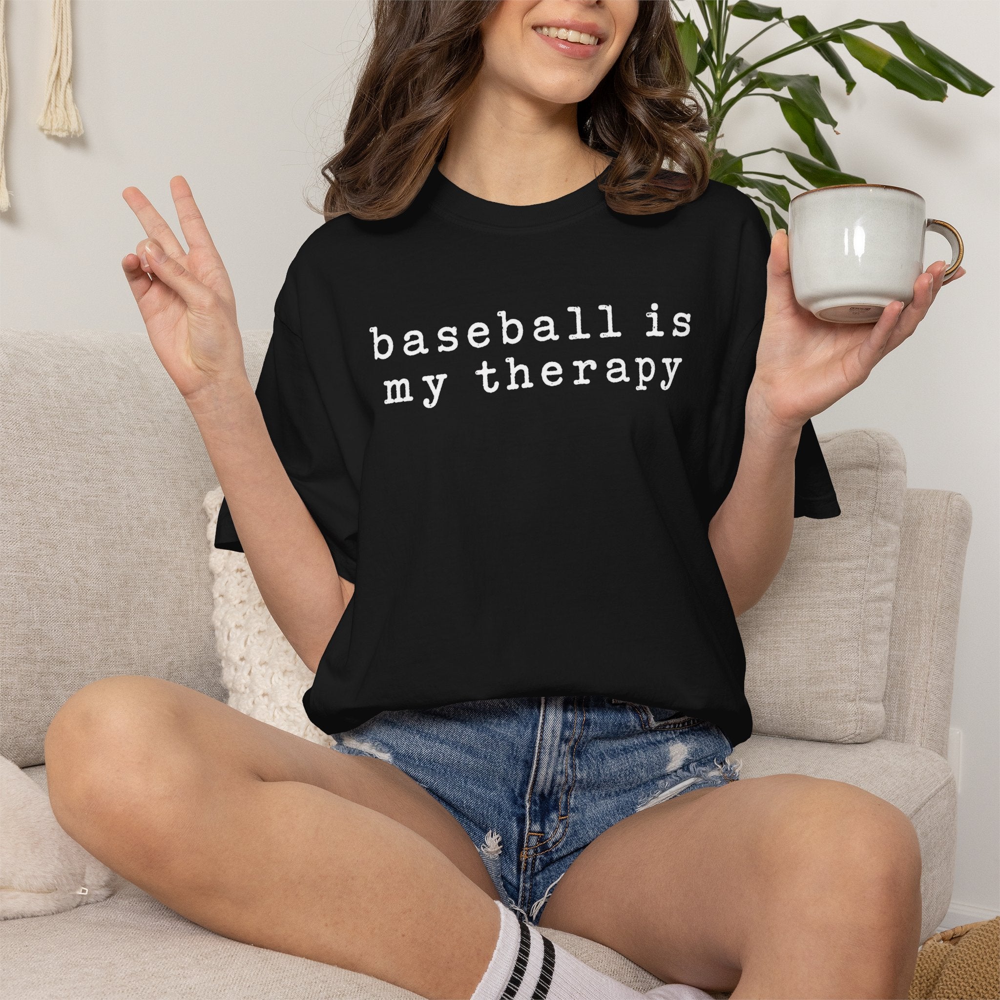 Adult Unisex "baseball is my therapy" Comfort Colors Garment-Dyed T-shirt