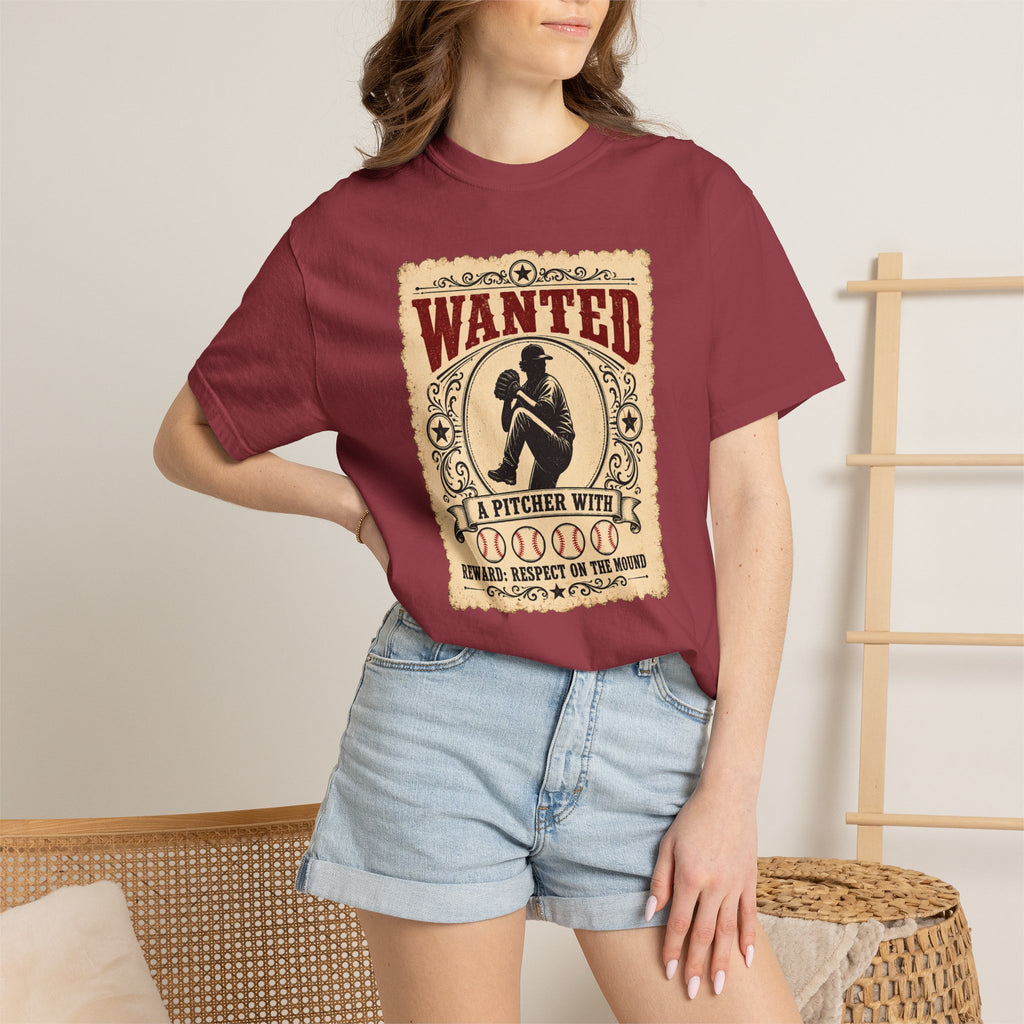 Adult Unisex "Wanted A Pitcher With Balls" Baseball Pitcher Garment-Dyed T-shirt