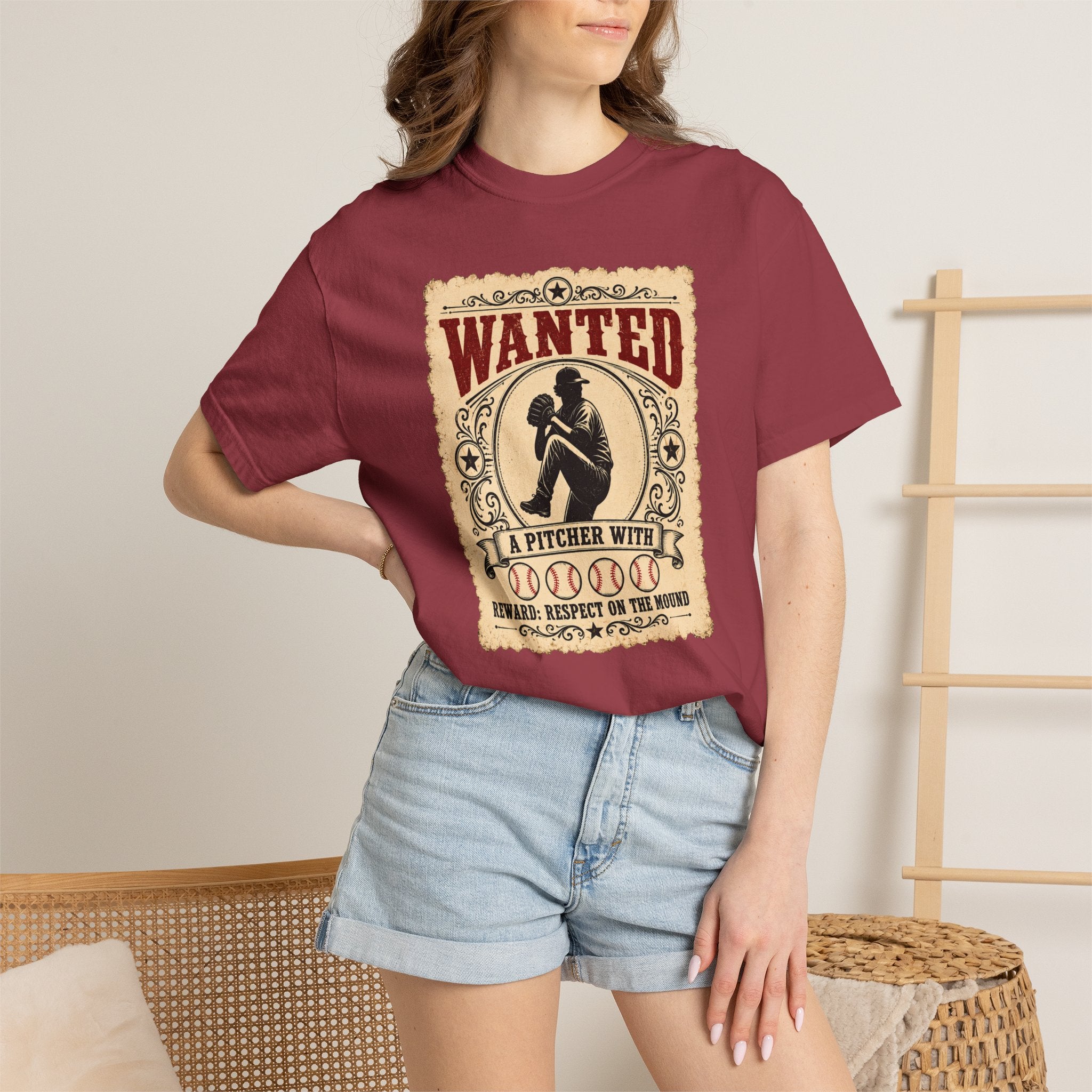 Adult Unisex "Wanted A Pitcher With Balls" Baseball Pitcher Garment-Dyed T-shirt