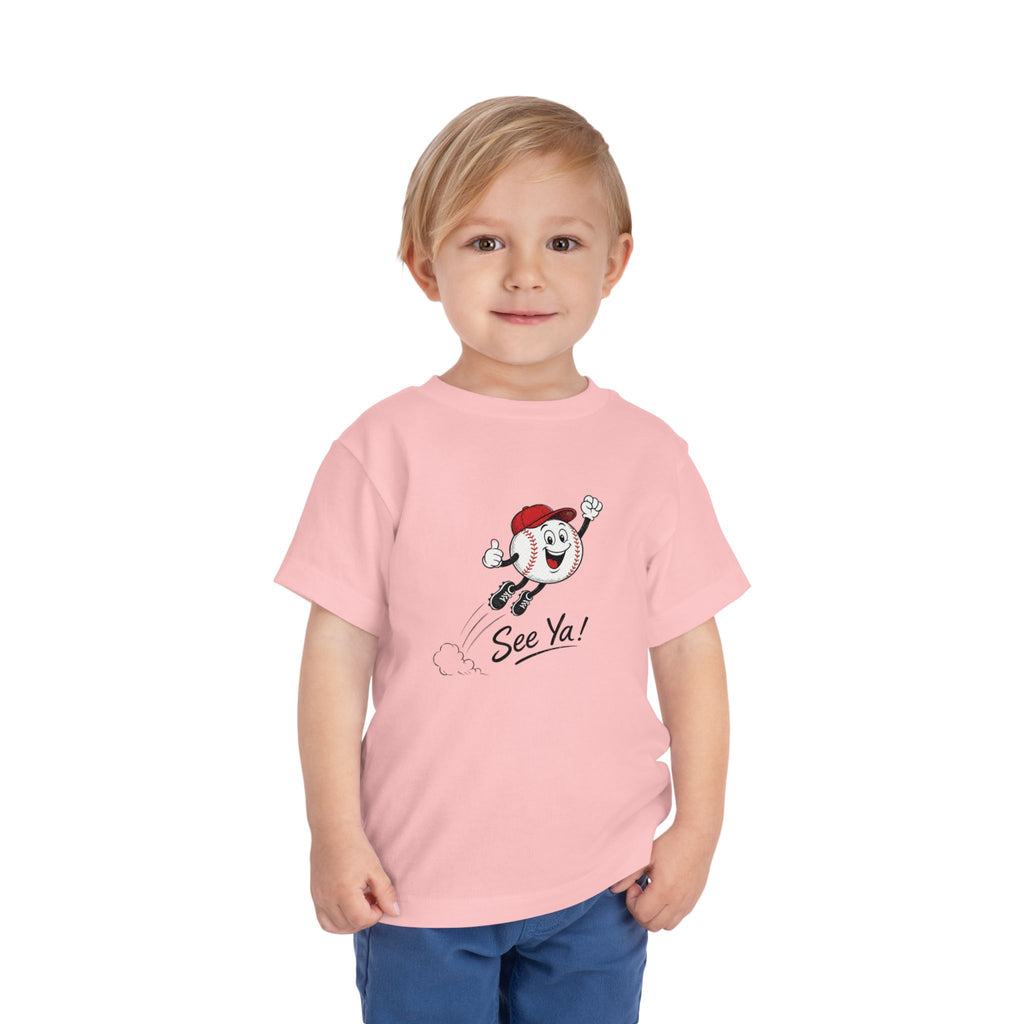 Toddler Tee — Retro Baseball Character "See Ya!" Graphic