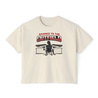 Banned to the Outfield Women's Boxy Tee – Baseball Mom/Fan Graphic Shirt