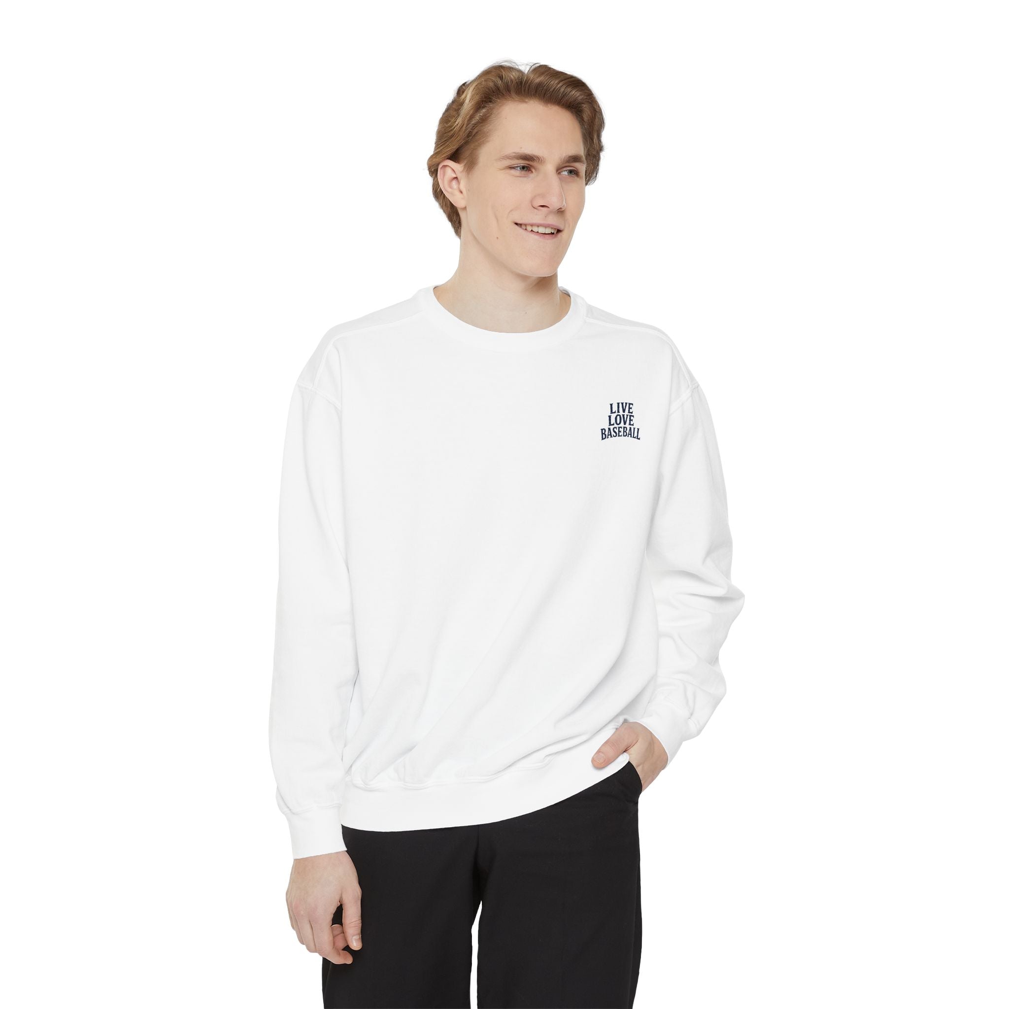 Baseball Sweatshirt — "Live Love Baseball" Vintage Sunset Crewneck Unisex