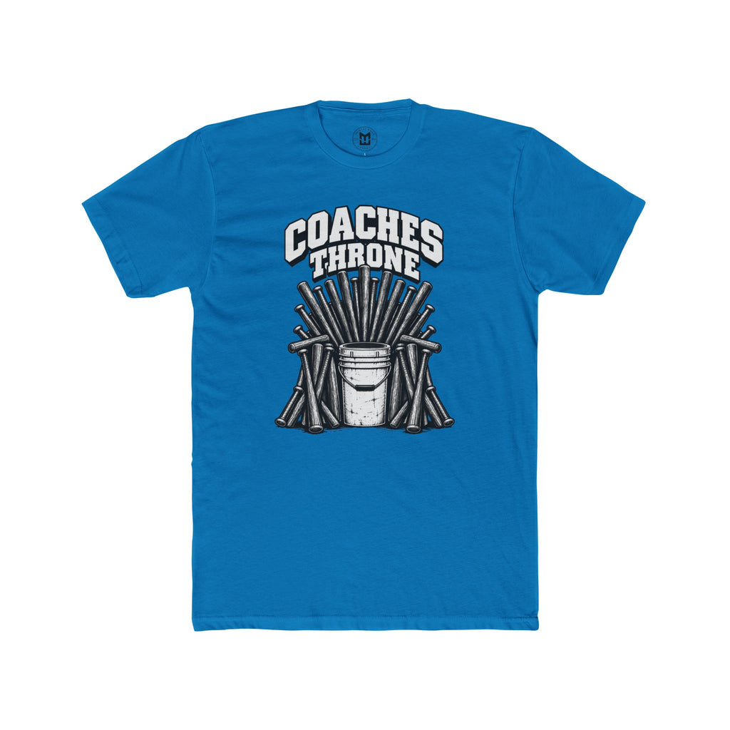 Coaches Throne Baseball Bucket T-Shirt — Funny Coach Gift Tee (Bucket & Whistle Graphic)