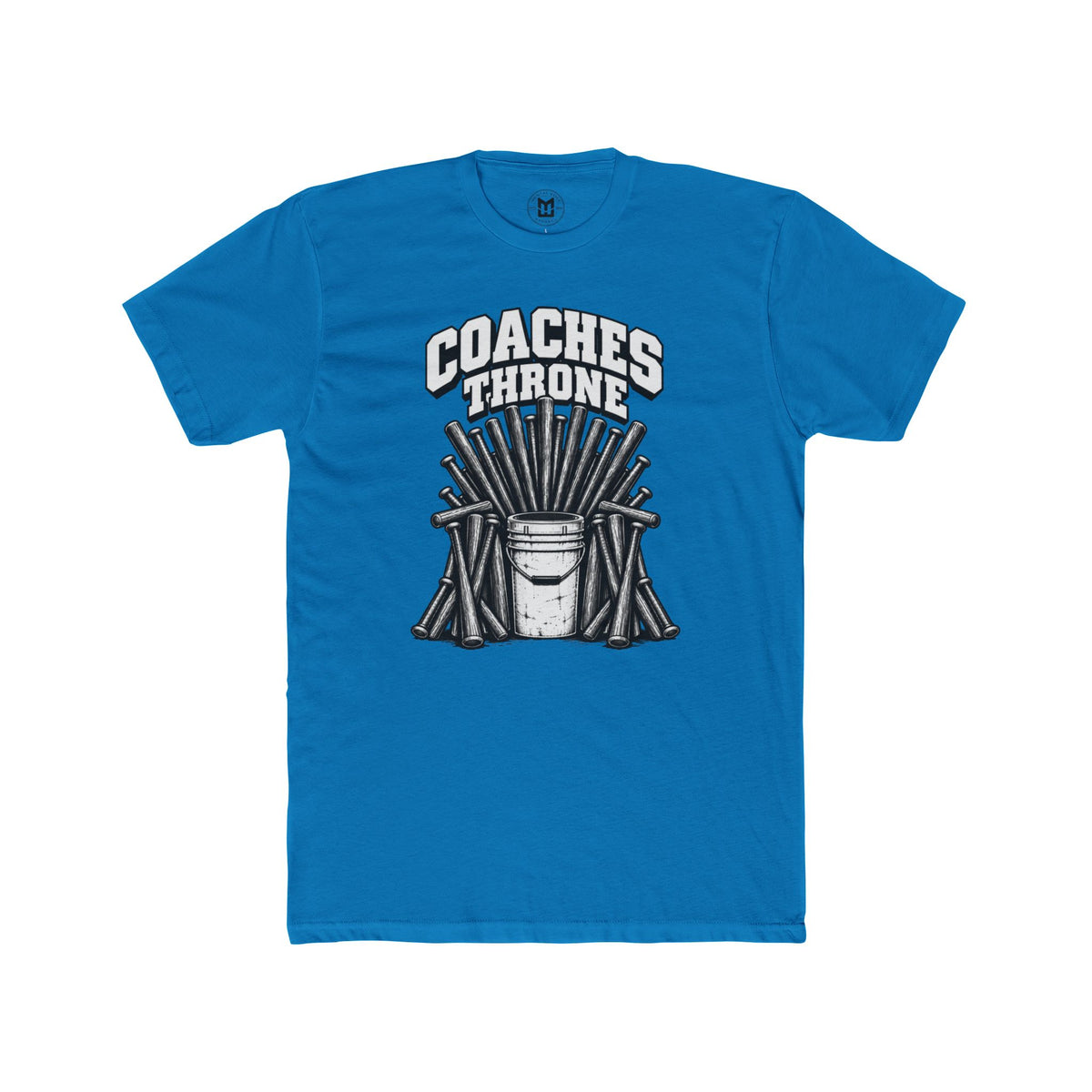 Coaches Throne Baseball Bucket T-Shirt — Funny Coach Gift Tee (Bucket & Whistle Graphic)